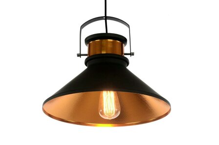 Industri&euml;le Hanglamp Zwart Goud