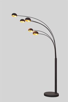Conclusie Verstrikking Makkelijk te begrijpen Cannes Industrieel Design Vloerlamp 5-Lichts Goud Zwart - Lamp #1