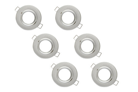 6 pack inbouwspot rond geborsteld aluminium kantelbaar