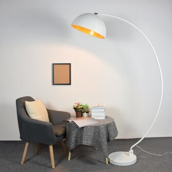 Bij naam deadline Interpunctie Avignon Industrieel Design Booglamp Vloerlamp Goud Wit - Lamp #1