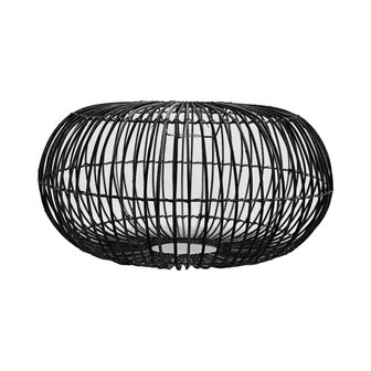 Rotan / Rieten Hanglamp, Handgemaakt, Zwart, ⌀50 cm