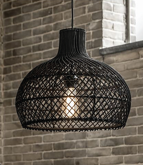 zwart rotan hanglamp