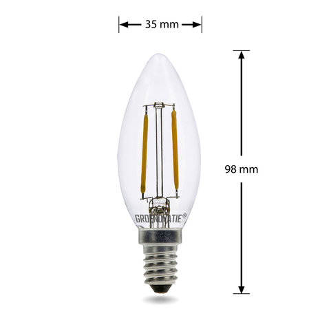 ideologie uitzondering voorzetsel E14 LED Filament Kaarslamp 2W Warm Wit Dimbaar 6-Pack - Lamp #1