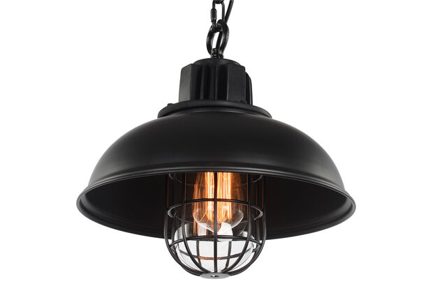 Vervelen uitlokken Allerlei soorten Brooklyn Vintage Industriele Hanglamp Kooi Met Ketting, Zwart - Lamp #1