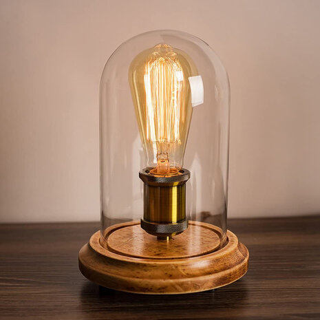 houten glas lamp