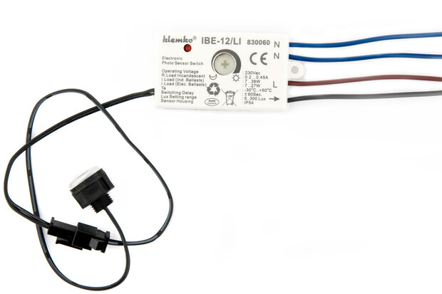 Klemko LED IBE-12/LI Schemerschakelaar Inbouw IP55 - Lamp