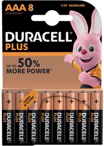 Duracell Plus Power AAA Batterij, LR03, Niet Oplaadbaar, 8 Stuks