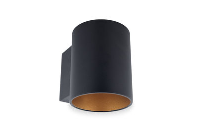 Wandlamp Rond, Vast, G9 Fitting, Mat Zwart / Goud