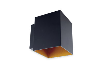 Wandlamp Vierkant, Vast, G9 Fitting, Mat Zwart / Goud