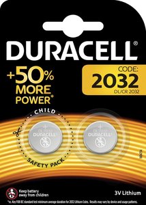 Duracell Knoopcel Batterij, 2032, Niet Oplaadbaar, 2 Stuks