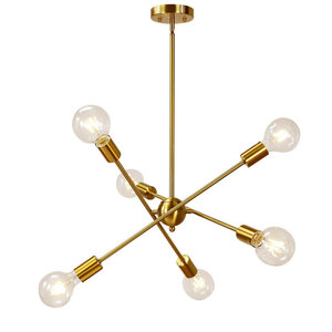 Gouden / Messing Design Hanglamp, 6-Lichts, E27 Fitting, 60x105cm