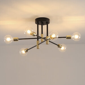 Gouden / Messing Design Hanglamp, 6-Lichts, E27 Fitting, 60x35cm