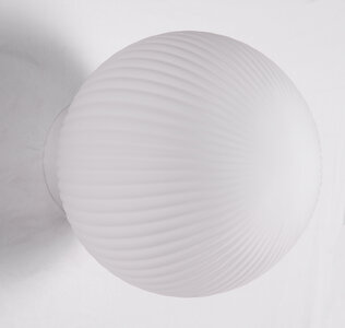 Glazen Wandlamp Geribbeld, Rond, E27 Fitting, Ø20 cm, Mat Wit