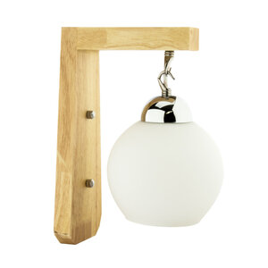 Vintage Wandlamp Hout Design Met Glazen Lampenkap