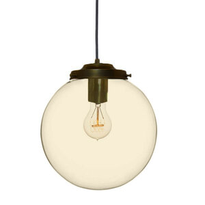 Metz Amber Glazen Design Hanglamp, ⌀30x32cm, Zwart