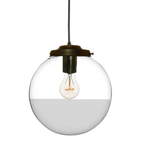 Metz Transparant/Smoke Glazen Design Hanglamp, ⌀30x32cm, Zwart