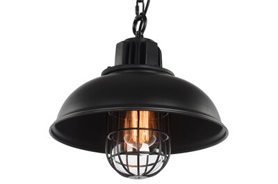 Brooklyn Vintage Industriele Hanglamp Kooi Met Ketting, Zwart