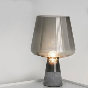 Smoke Glazen Tafellamp, Beton, E27 Fitting, ⌀25x38cm, Grijs/Zwart