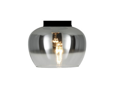 Smoke Glazen Plafondlamp Zwart, E27 Fitting, ⌀30x18 cm