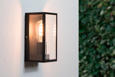 Wandlamp Glas, Modern Design, E27 Fitting, Spatdicht IP44, Zwart