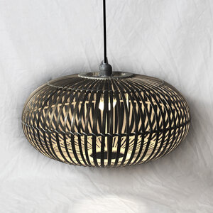 Bamboe Hanglamp, Handgemaakt, Zwart, ⌀50 cm