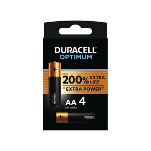 Duracell Optimum AA Batterij, LR 03, Niet Oplaadbaar, 4 Stuks
