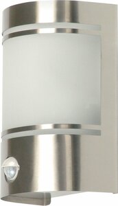 Wandlamp voor Buiten, Bewegingssensor, Geborsteld Aluminium, Halfrond, E27 Fitting