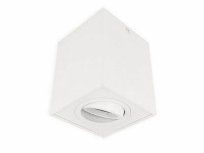 Opbouwspot Vierkant Hoog, Kantelbaar, GU10 Fitting, Mat Wit