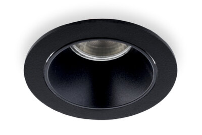 Inbouwspot Rond, Vast, Ø85mm, Zwart / Zwart