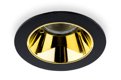 Inbouwspot Rond, Vast, Ø85mm, Zwart / Goud