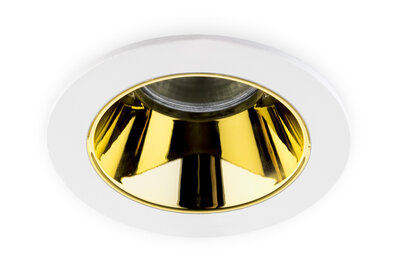 Inbouwspot Rond, Vast, Ø85mm, Wit / Goud