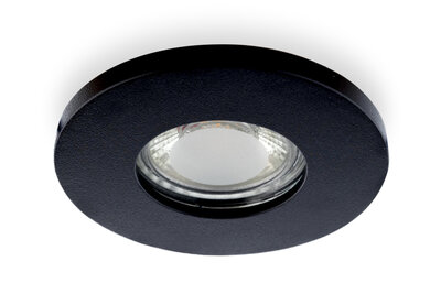 Inbouwspot Rond, Vast, Spatdicht IP44, GU10 Fitting, Mat Zwart