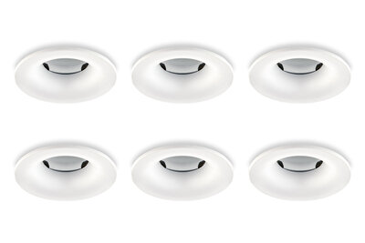 Inbouwspot, Rond, Waterdicht IP65, Ø85 mm, Mat Wit, 6-Pack