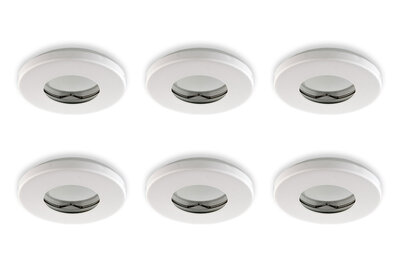 Inbouwspot, Rond, Waterdicht IP54, Ø85 mm, Mat Wit, 6-Pack