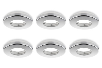 Inbouwspot, Rond, Waterdicht IP54, Ø85 mm, Chroom, 6-Pack