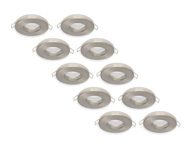 Inbouwspot, Rond, Waterdicht IP44, Satijn, 10-Pack