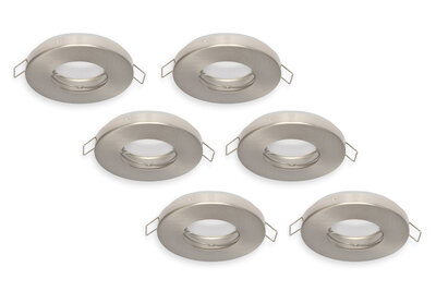 Inbouwspot, Rond, Waterdicht IP44, Satijn, 6-Pack