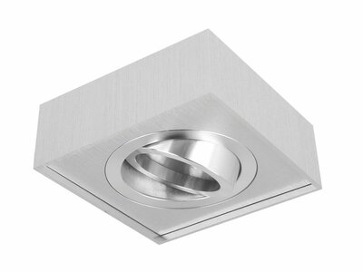 Inbouwspot Hoog, Vierkant, Kantelbaar, Geborsteld Aluminium