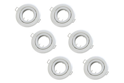 Inbouwspot, Rond, Kantelbaar, Mat Wit, 6-Pack