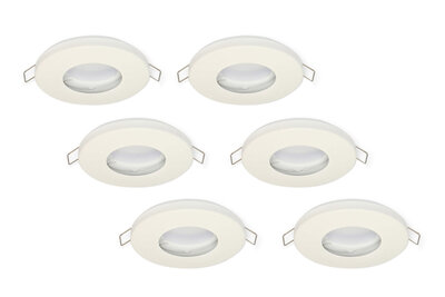 Inbouwspot, Rond, Waterdicht IP44, Mat Wit, 6-Pack