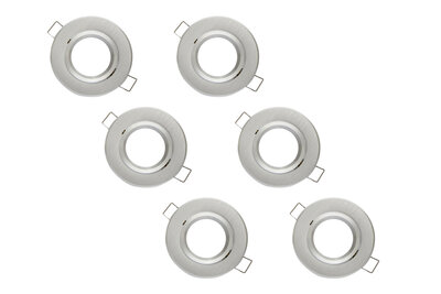 Inbouwspot, Rond, Kantelbaar, Geborsteld Aluminium, 6-Pack