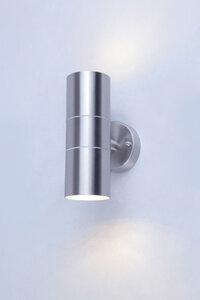 Wandlamp Up & Down, Rond, 2 x GU10 Fitting, Waterdicht IP44, RVS