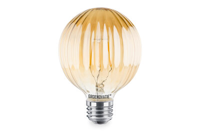 E27 LED Filament Geribbeld Goud Globelamp 4W Extra Warm Wit Dimbaar 