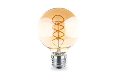E27 LED Filament Globelamp Amber Spiral 4W Extra Warm Wit Dimbaar 