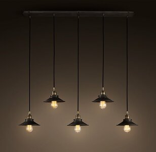 Industrieel Design Hanglamp 5 Kappen Zwart