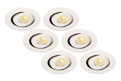 Inbouwspot LED 3W, Rond, Kantelbaar, Aluminium, Dimbaar, Zilver, 6-Pack