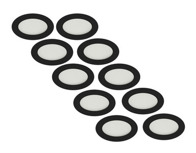 LED Inbouwspot 3W, Zwart, Rond, Warm Wit, Waterdicht IP65, Badkamer, 10-Pack