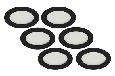 LED Inbouwspot 5W, Zwart, Rond, Warm Wit, Waterdicht IP65, 6-Pack