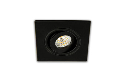 Inbouwspot LED 3W, Vierkant, Kantelbaar, Aluminium, Dimbaar, Zwart