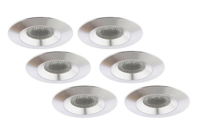 Inbouwspot LED 3W, Warm Wit, Rond, Waterdicht IP54, Aluminium, Dimbaar, 6-Pack